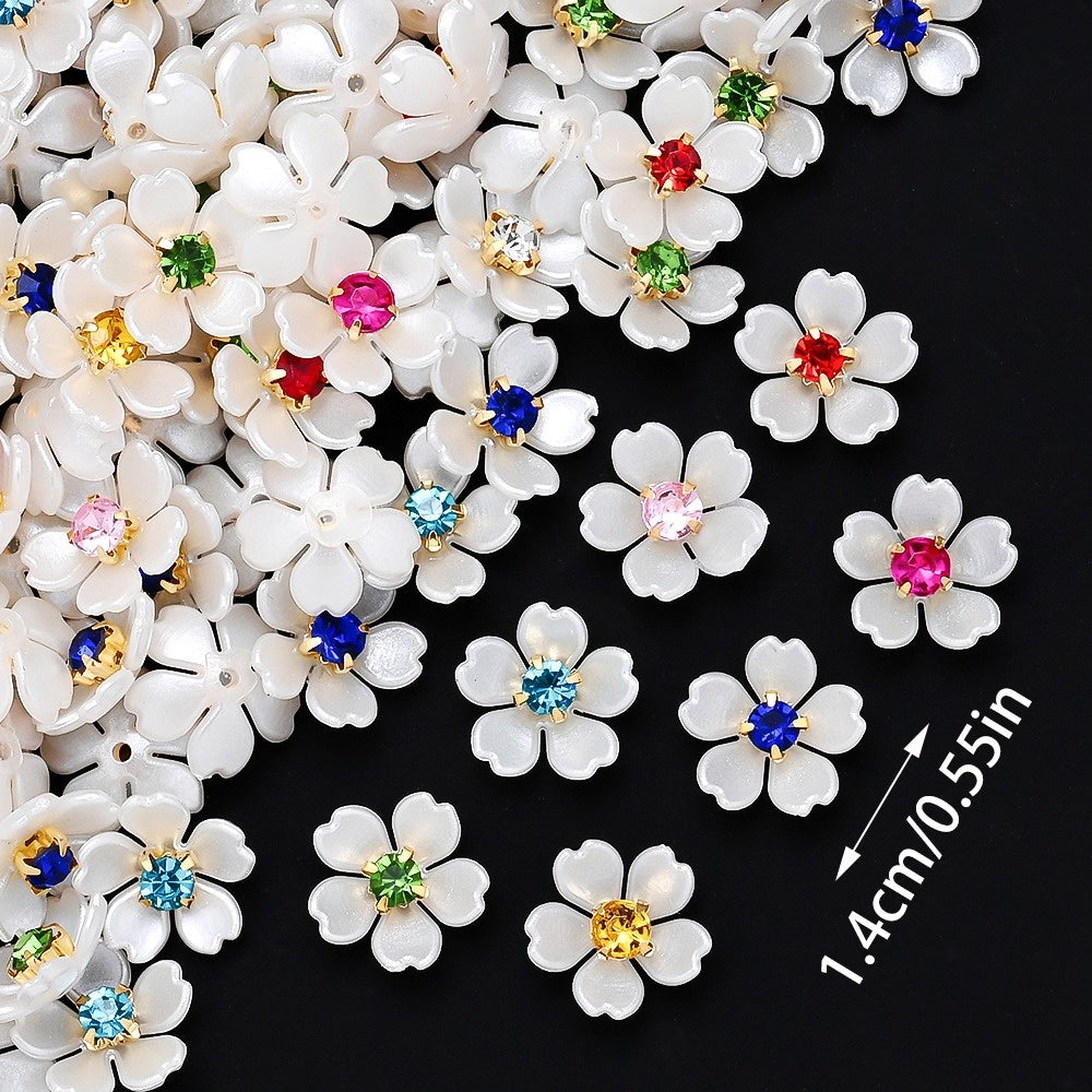 White Rhinestone Flower Acrylic Beads
