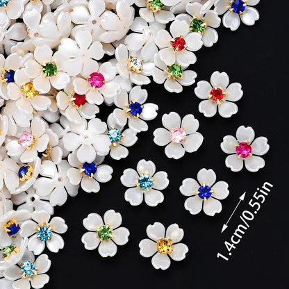 White Rhinestone Flower Acrylic Beads