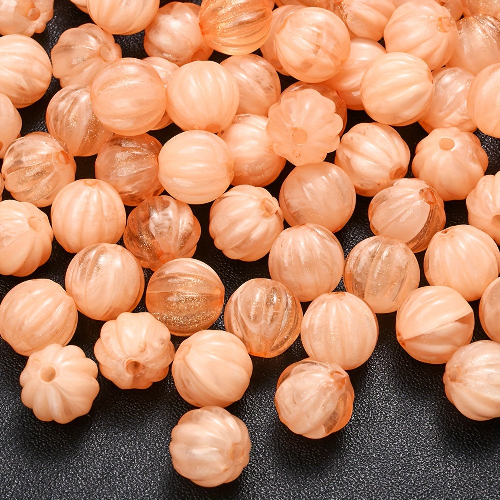 Fine Glitter Pumpkin Acrylic Spacer Beads