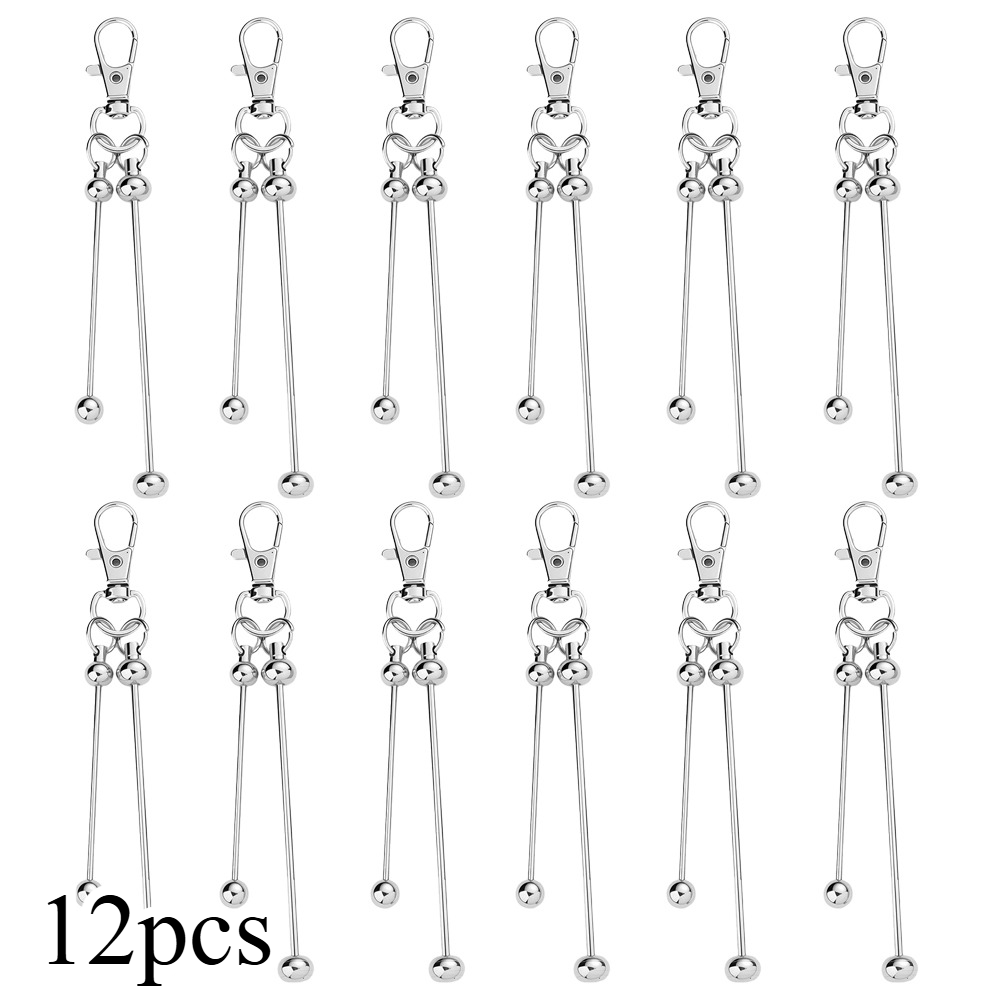 Silvery Beaded Keychain Set