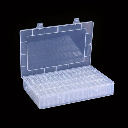 64-Grid Clear Plastic Storage Box with Adjustable Dividers