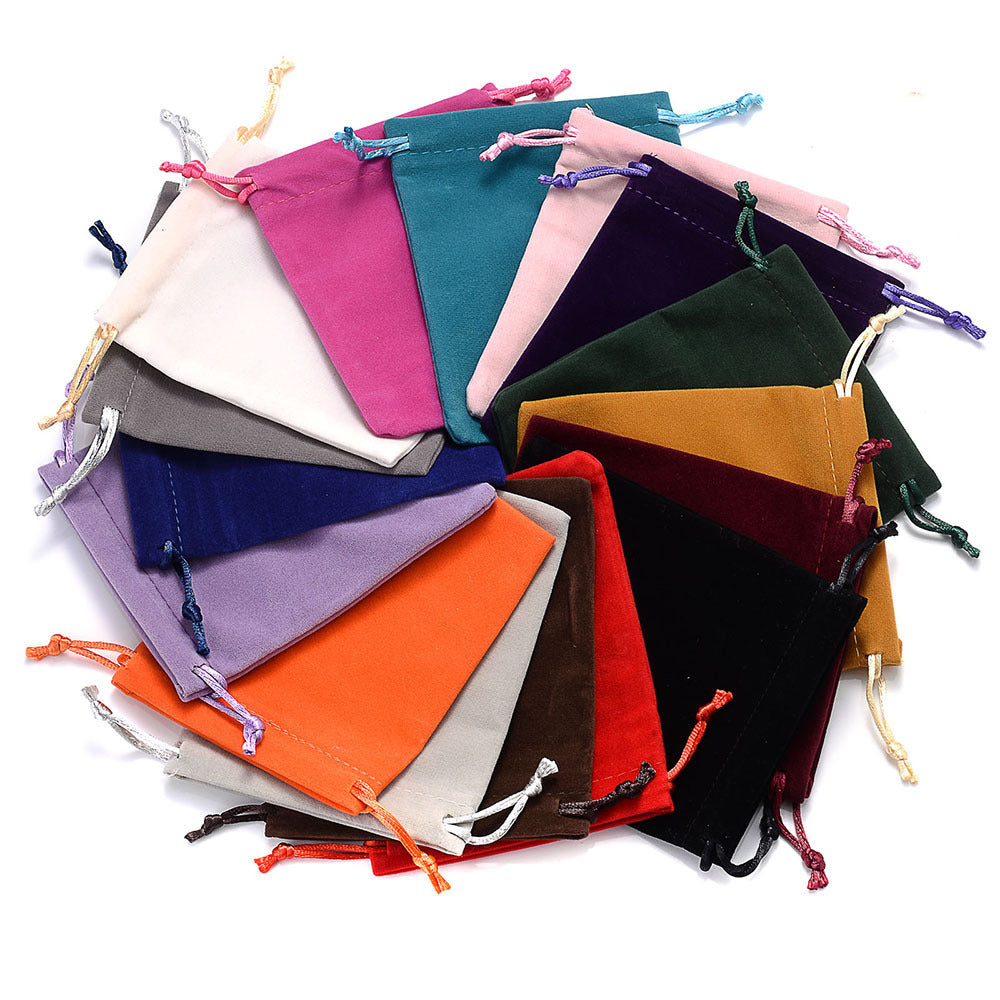 60-Piece Random Color 7x9 cm Velvet Drawstring Pouches