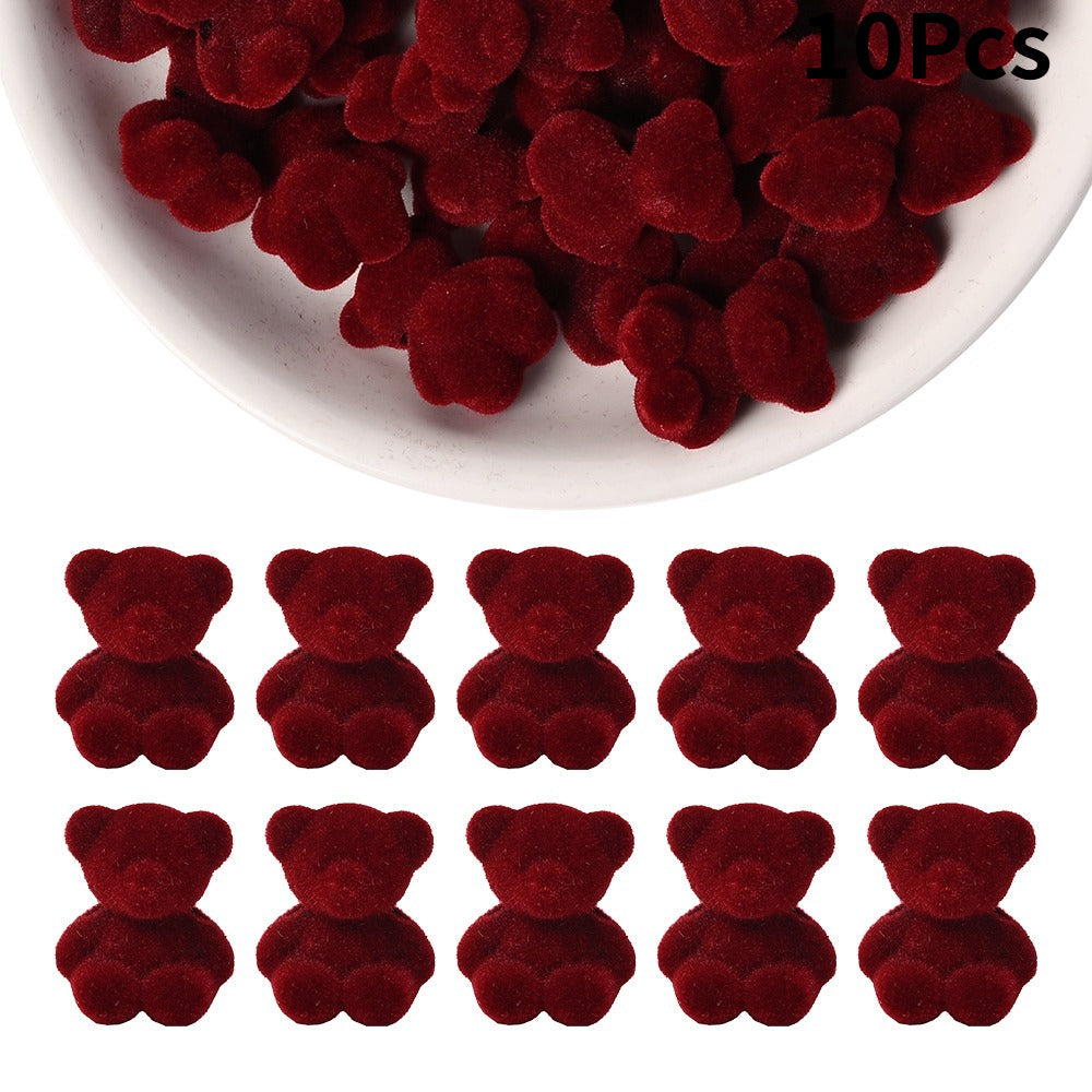Flocked Bear Resin Beads