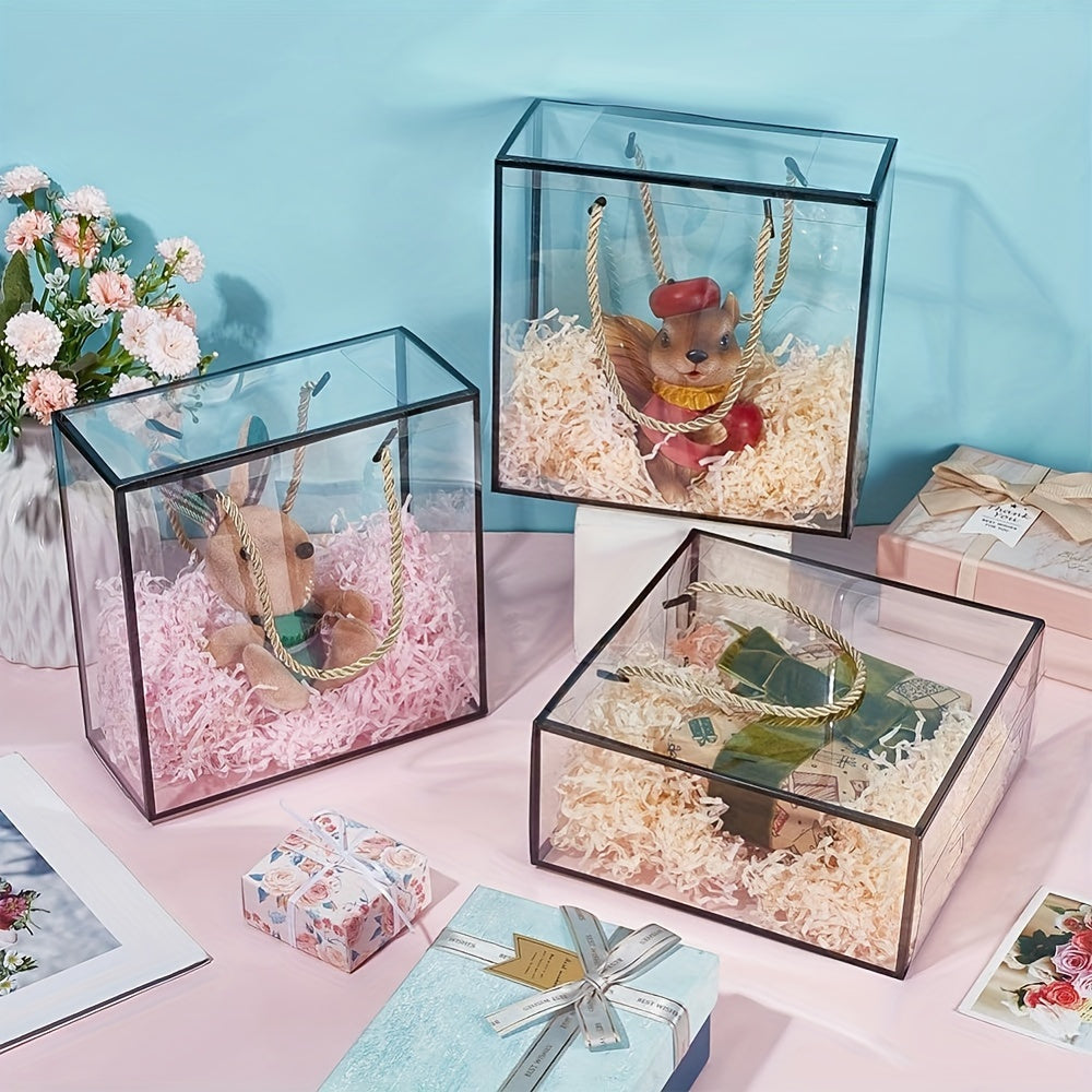 5-Piece Transparent Handheld Gift Boxes with Rope