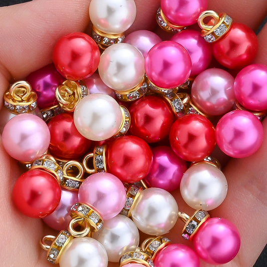 Valentine Imitation Pearl Rhinestone Charms