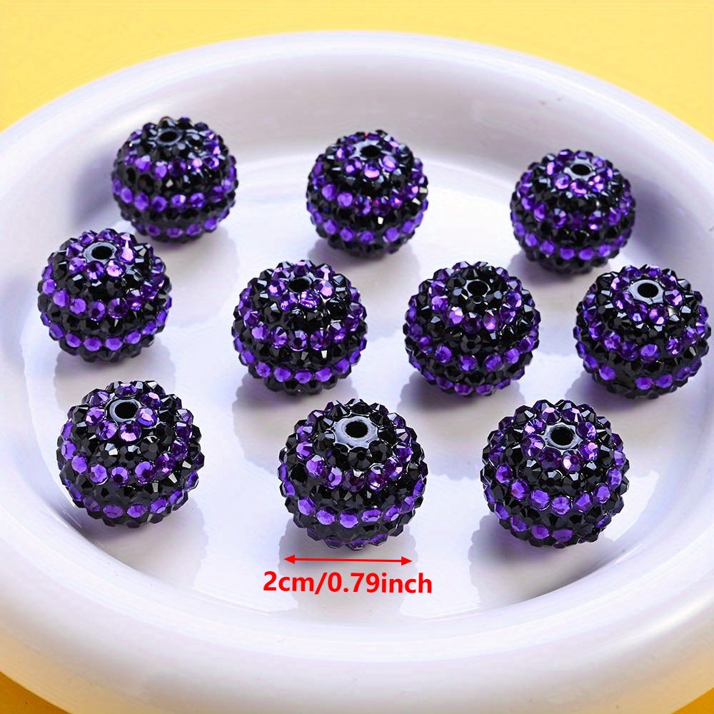 Black Purple Resin Round Beads
