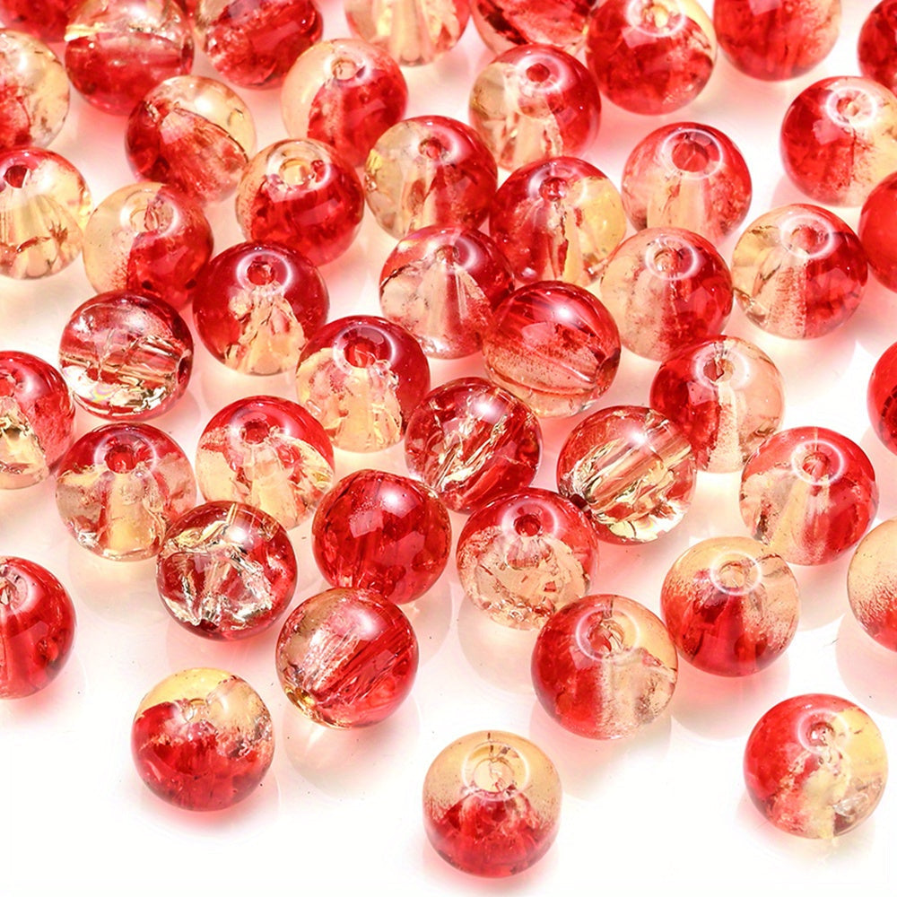 100PCS 8mm Gradient Glazed Flower Bead Set