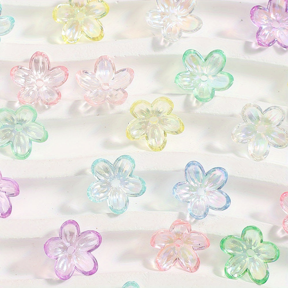 Clear Five-Petal Flower Acrylic Beads