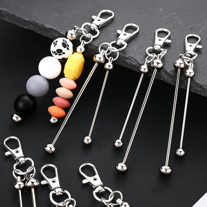 Silvery Beaded Keychain Set