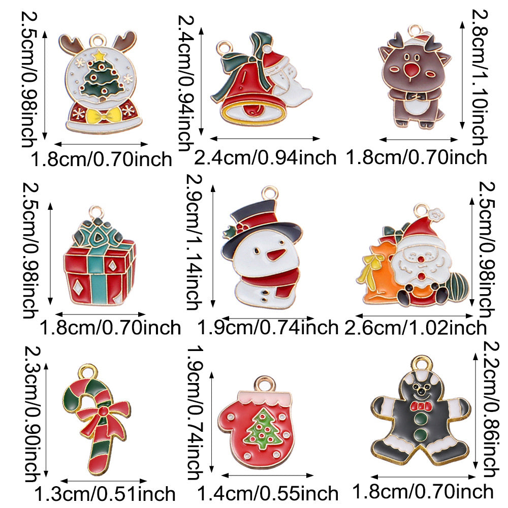 10/18PCS 13–29mm Christmas Alloy Pendant Set