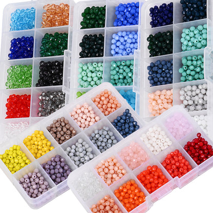 1500pcs/box Jewelry Beads Kit 4mm Mini Jewelry Faceted Beads Set
