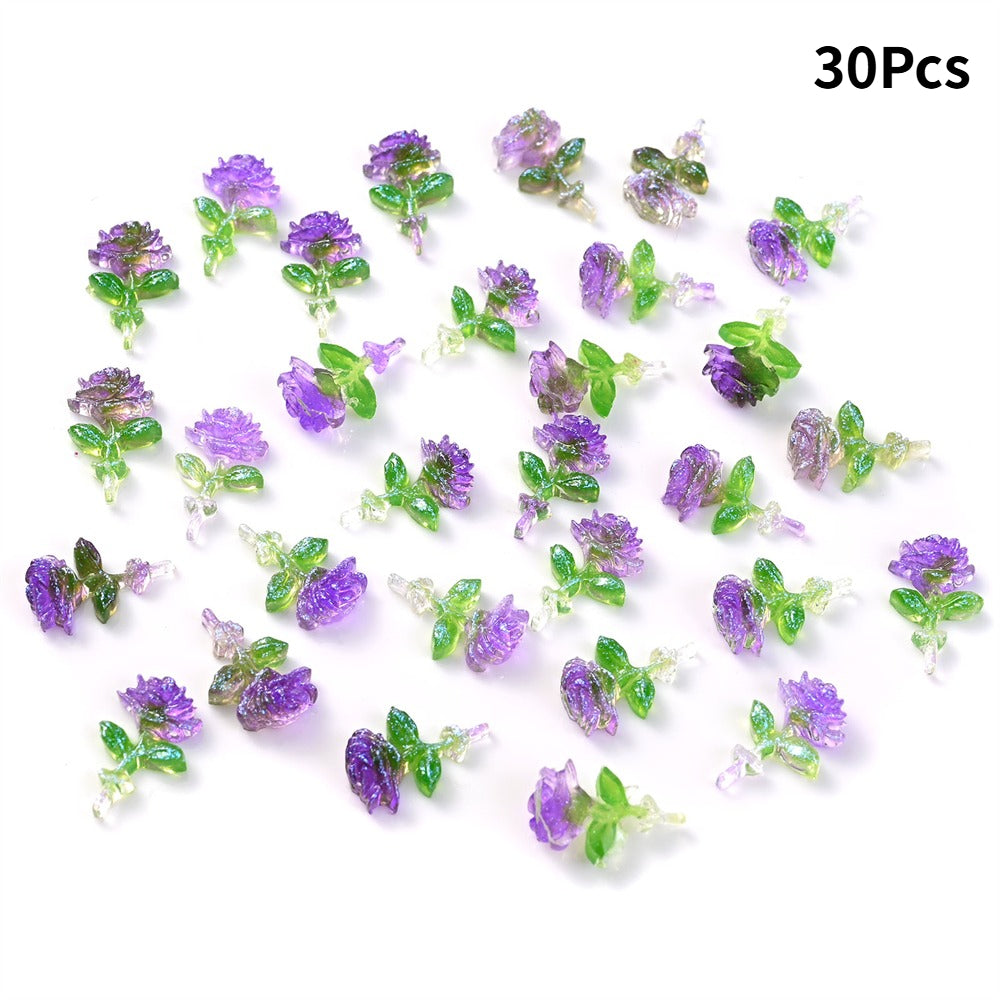 Luminous Green Leaf Flower Resin Beads