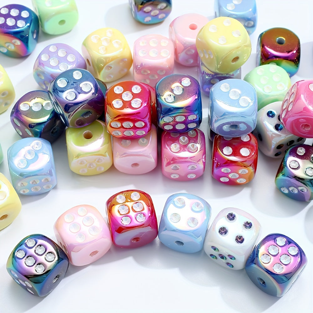 10PCS 14mm Dice-Shaped Acrylic Bead Set