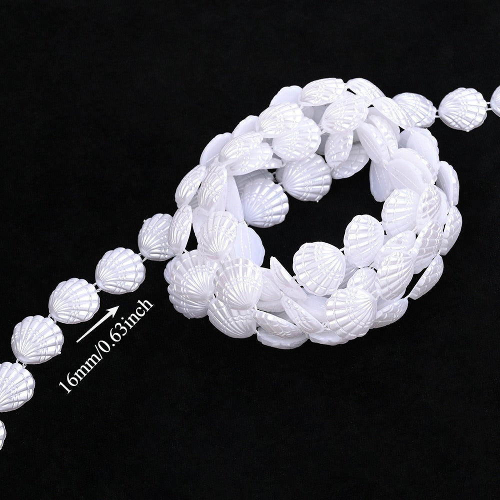 2m Imitation Pearl & Shell Rose Flower Bead Chain