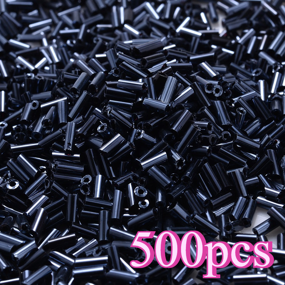 500-Piece 2x4 mm Multicolor Glass Tube Beads