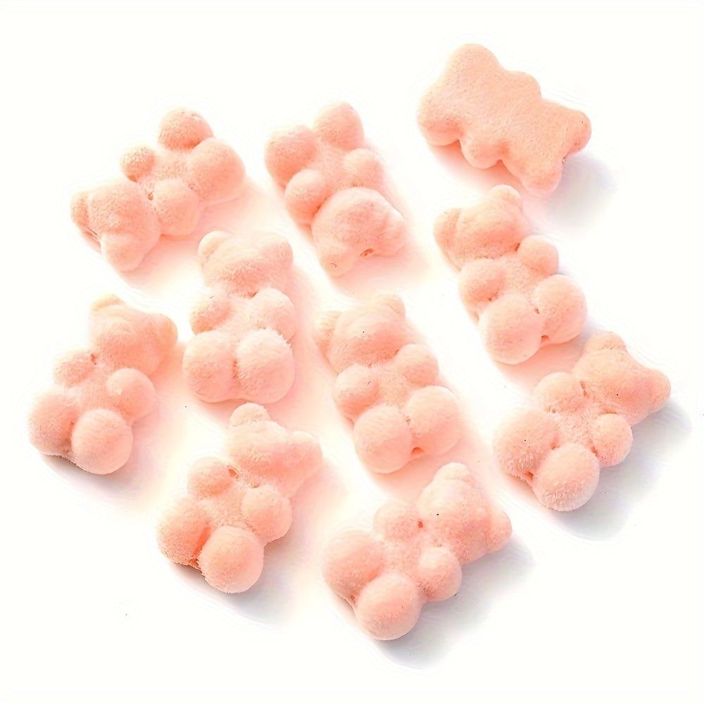 Macaron Flocking Bear Acrylic Beads