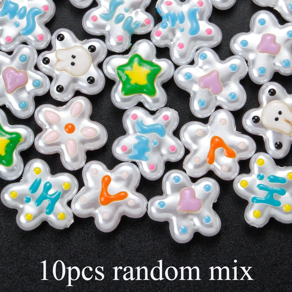 10PCS White Imitation Pearl Flower Acrylic Bead Set