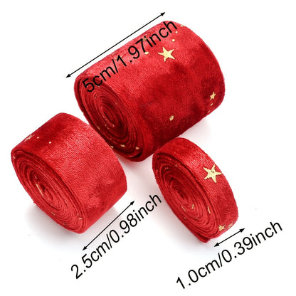 1m 25mm Gold Star Velvet Double-Sided Ribbon