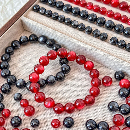 8/10 mm Red and Black Cat's Eye Resin Beads