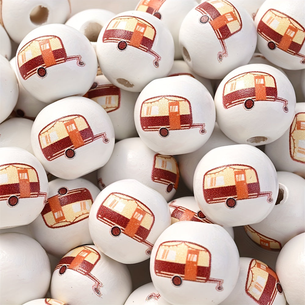 10PCS 6mm Camping-Themed Round Bead Set