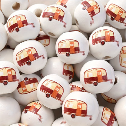 10PCS 6mm Camping-Themed Round Bead Set