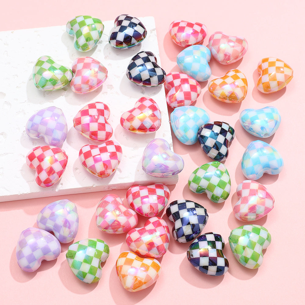 Checked Love AB Acrylic Beads