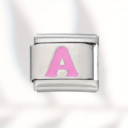 Pink Letter Stainless Steel Bead