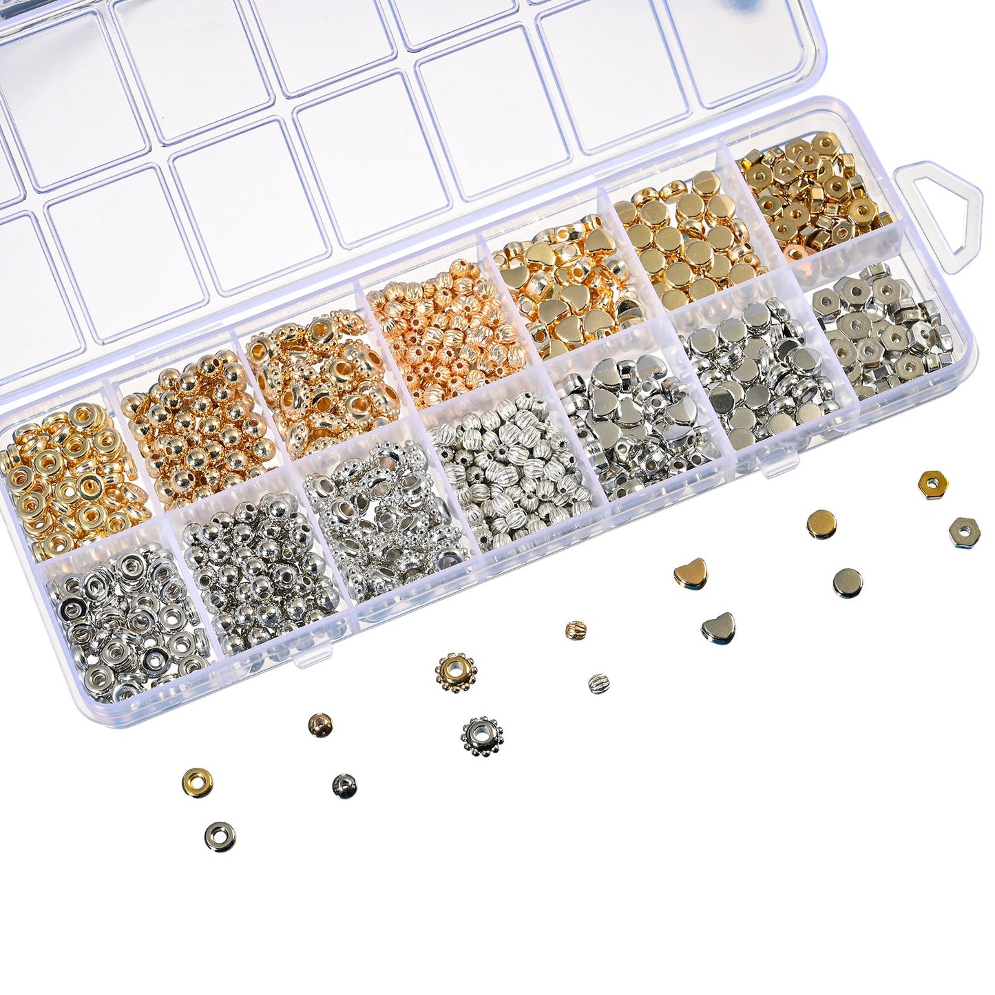 14-Grid Gold & Silver CCB Acrylic Spacer Bead Set