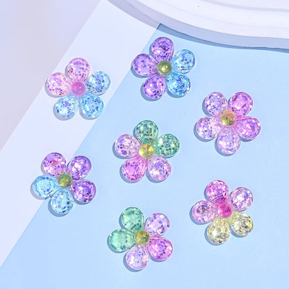 10PCS 25mm Glitter Lucky Flower Resin Embellishment Set