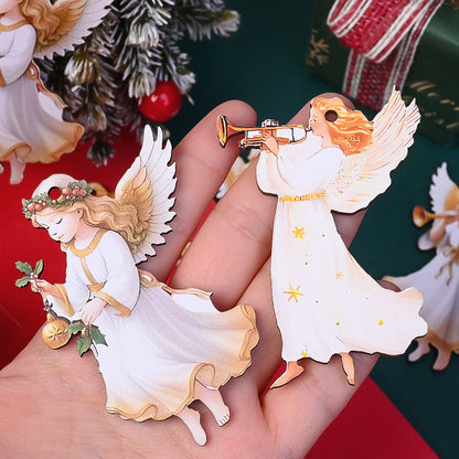 Wooden Christmas Angel Hanging Decorations