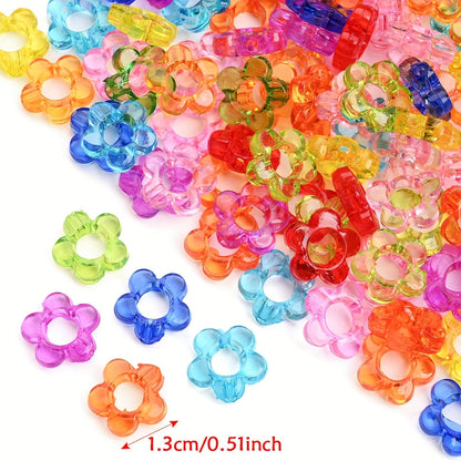 100-Piece 13 mm Clear Hollow Candy Color Flower Acrylic Beads