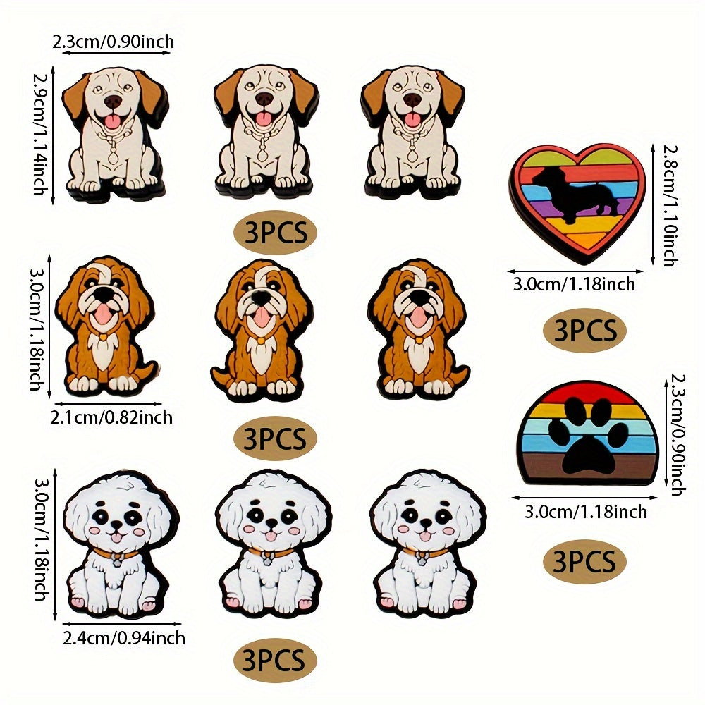 15PCS Puppy Series Silicone Bead Set