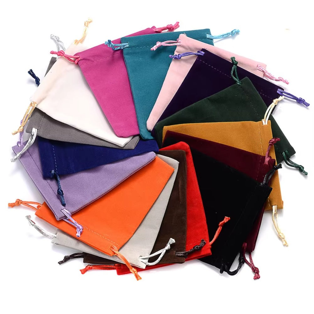 60-Piece Random Color 7x9 cm Velvet Drawstring Pouches