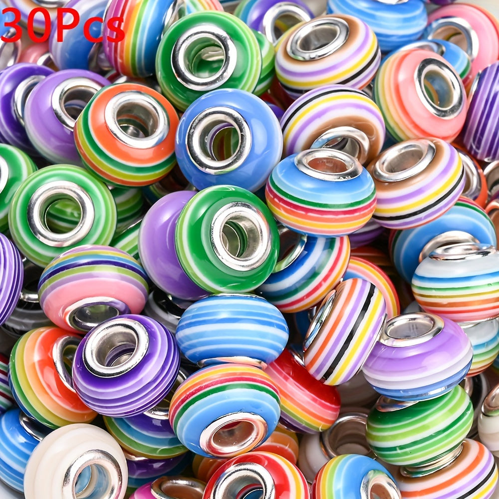 Rainbow Striped Resin Beads