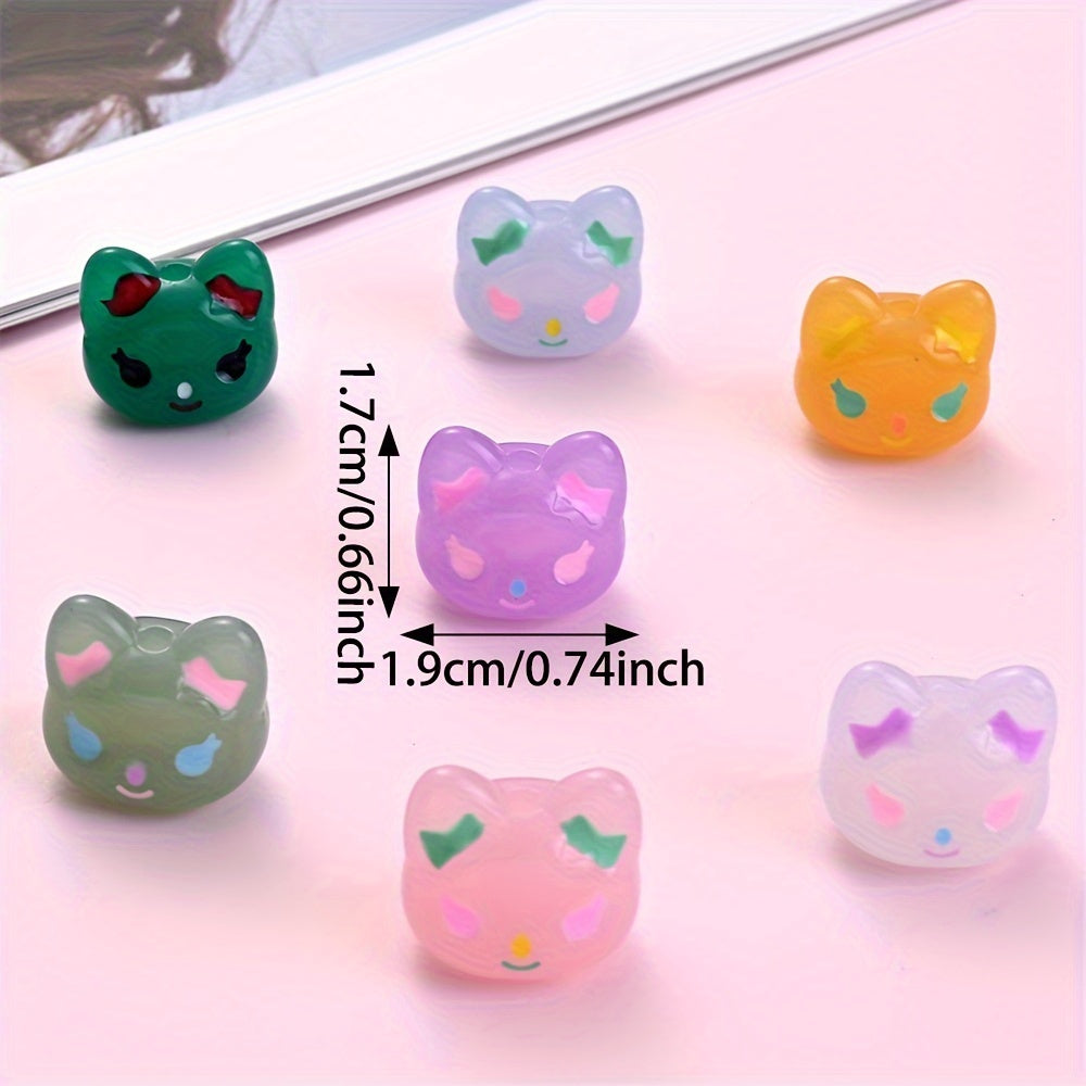 5PCS 17×19mm Luminous Owl Head Acrylic Bead Set