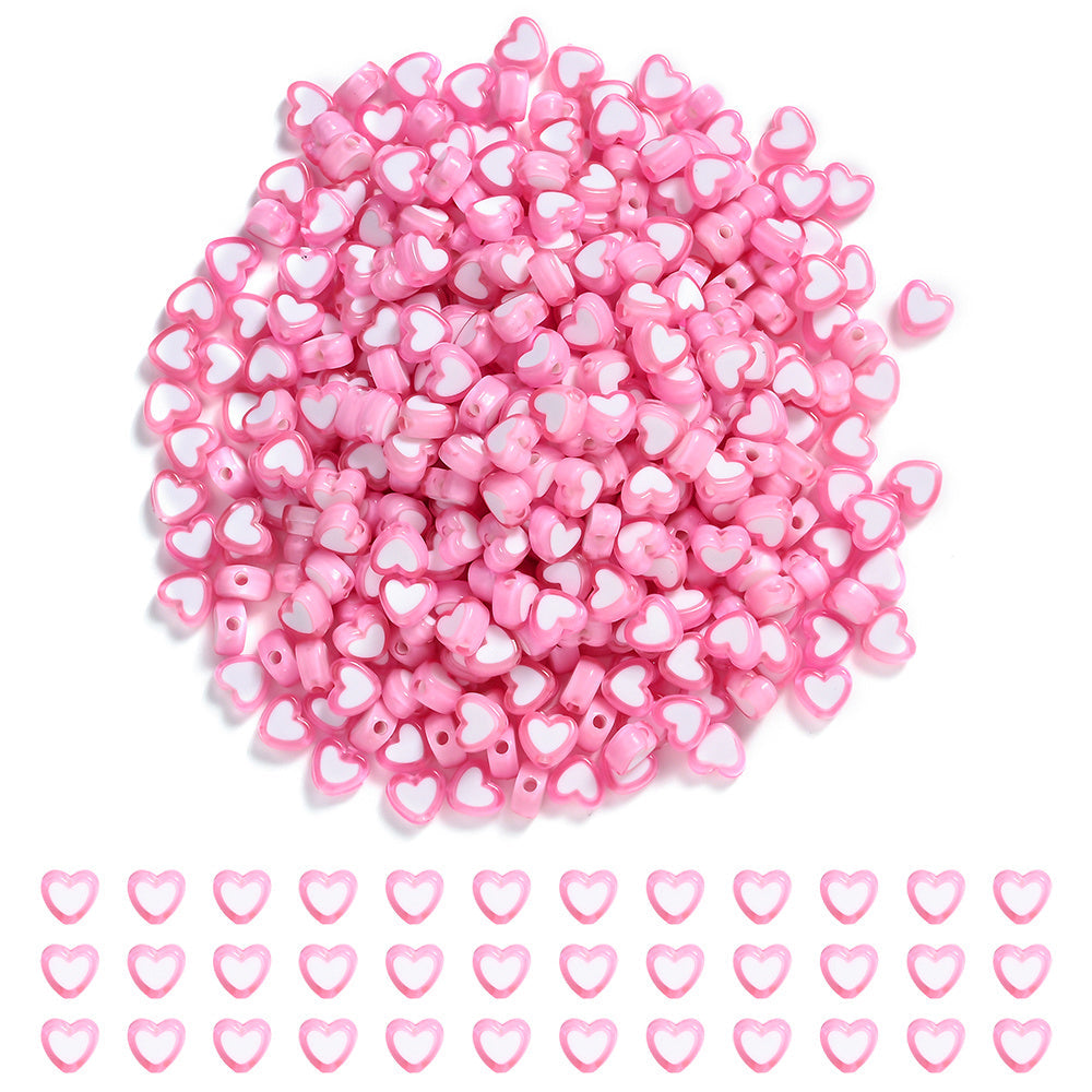 Pink Heart Acrylic Beads