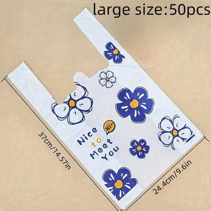 50-Piece Floral Plastic Gift & Storage Bags
