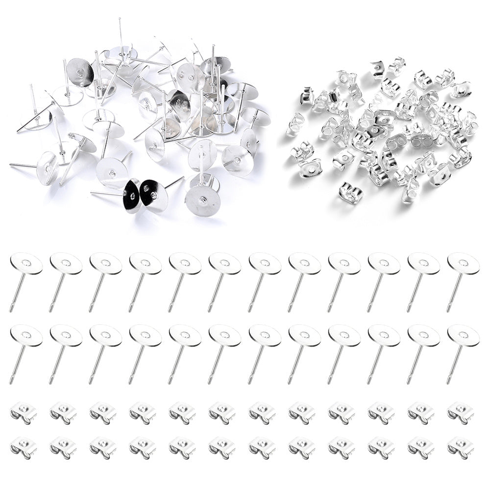 48-Piece Gold & Silver Earring Stud & Back Set