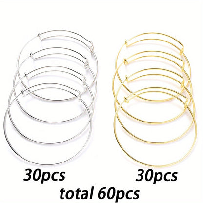 60-Piece Gold & White K Basic Bangle Bracelet Set