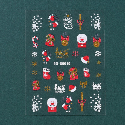 Christmas 5D Embossed Nail Art Stickers