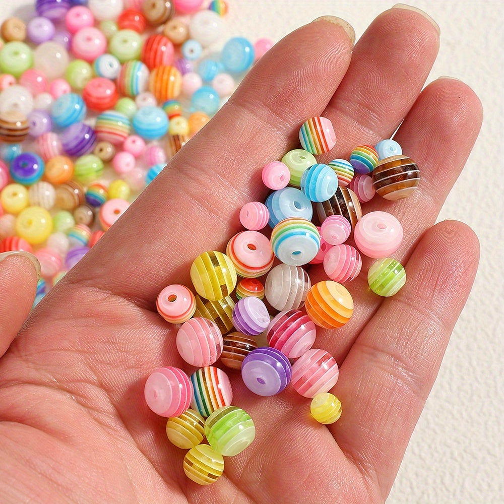 Translucent Rainbow Striped Acrylic Beads