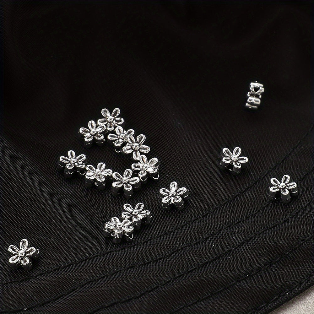 Silver Five-Petal Flower Alloy Beads