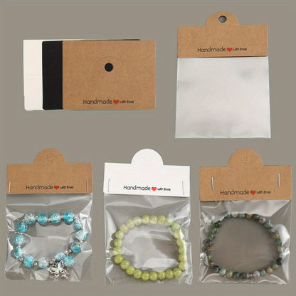 200PCS Handmade Jewelry Packaging Set with Clear Bags & Cards