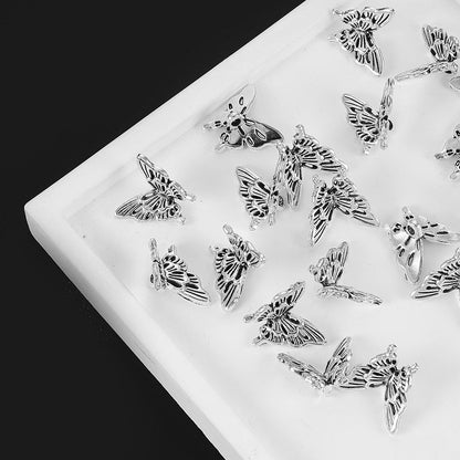 20PCS Retro Silver-Tone Hollow Butterfly Charms