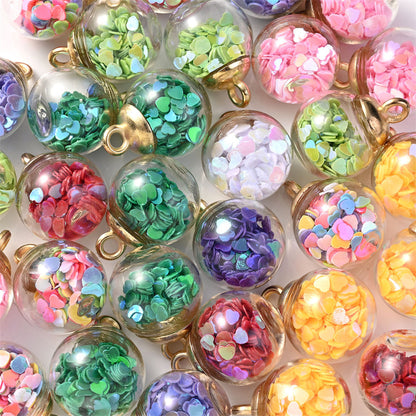 Heart Sequin Glass Pendants