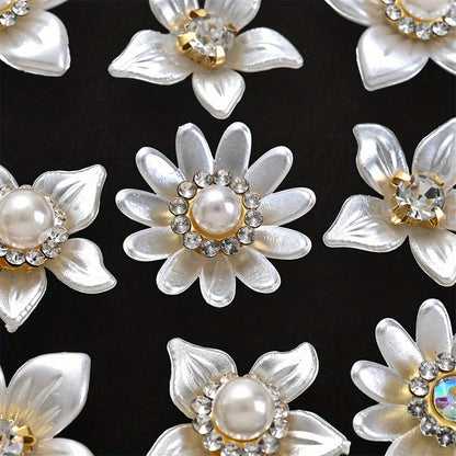 White Flower Acrylic Pearl Flatback Embellishments