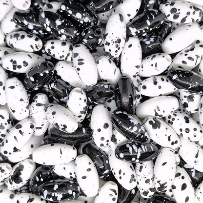 Artistic Splatter Design Acrylic Oval Beads