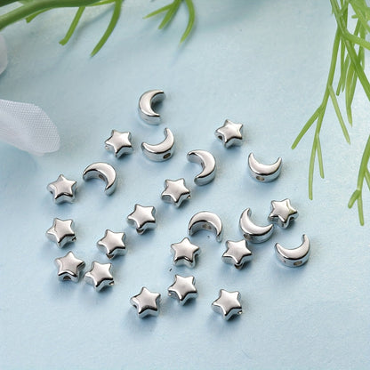 100-Piece 5-7 mm Mixed Star, Moon & Heart Spacer Beads
