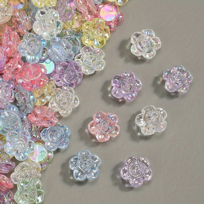 Clear Sparkling Rose Acrylic Beads