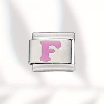 Pink Letter Stainless Steel Bead